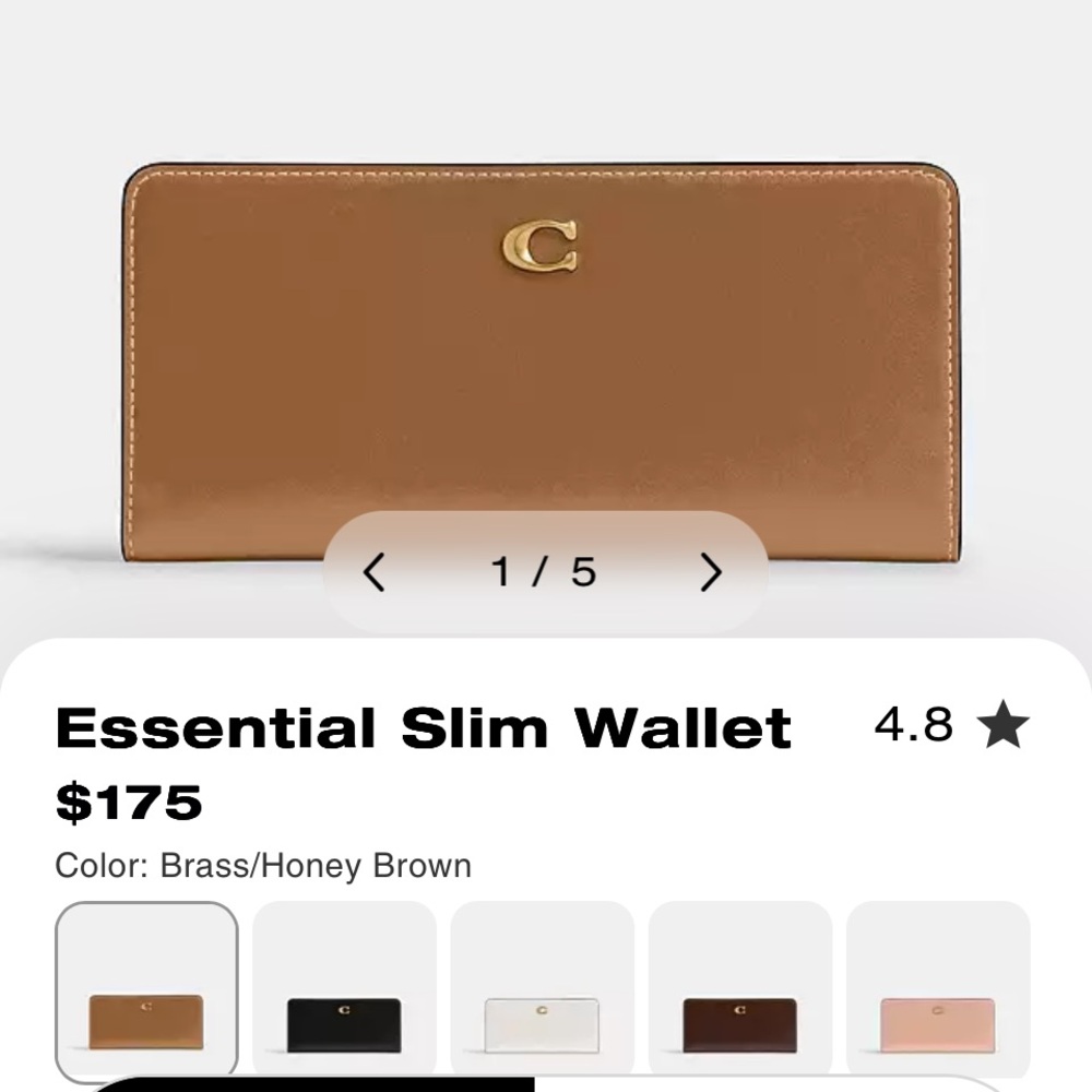 Coach Essential Slim Wallet in Brass and Honey Brown